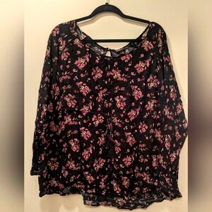 Floral Black and Pink Women's Top